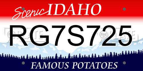 RG7S725 Idaho License Plate