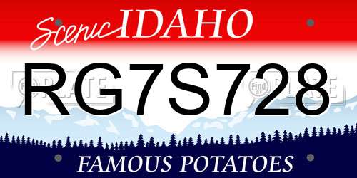 RG7S728 Idaho License Plate