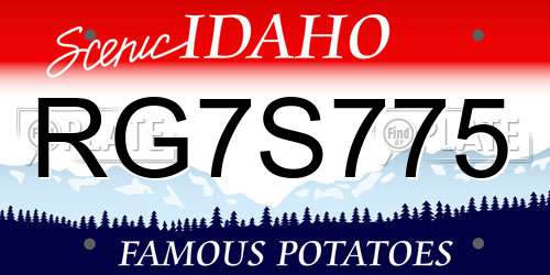 RG7S775 Idaho License Plate