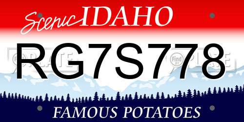 RG7S778 Idaho License Plate