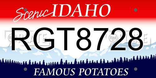 RGT8728 Idaho License Plate