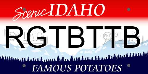 RGTBTTB Idaho License Plate