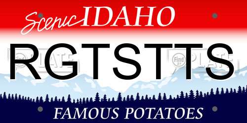 RGTSTTS Idaho License Plate