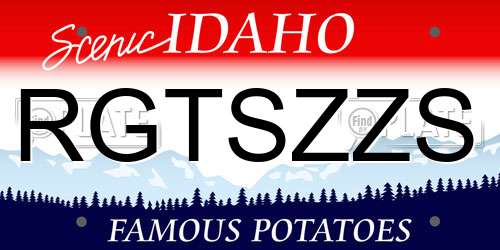 RGTSZZS Idaho License Plate