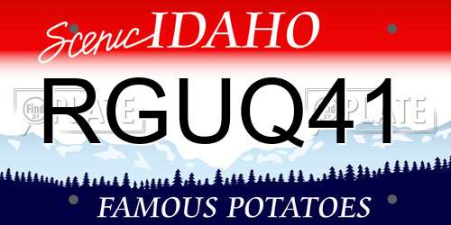 RGUQ41 Idaho License Plate