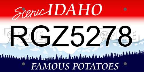RGZ5278 Idaho License Plate