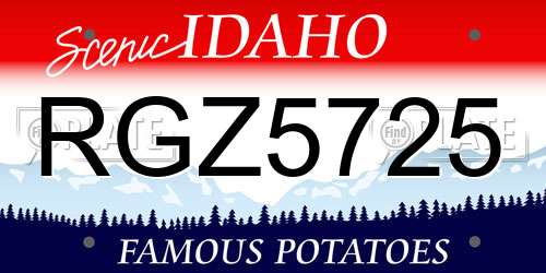 RGZ5725 Idaho License Plate