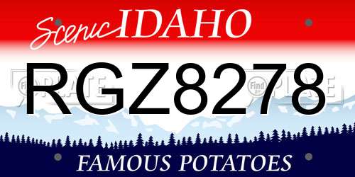 RGZ8278 Idaho License Plate