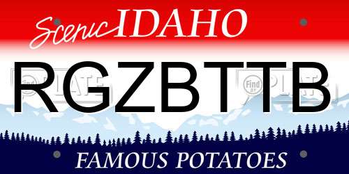 RGZBTTB Idaho License Plate