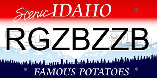 RGZBZZB Idaho License Plate