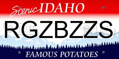 RGZBZZS Idaho License Plate