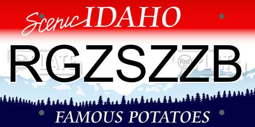 RGZSZZB Idaho License Plate