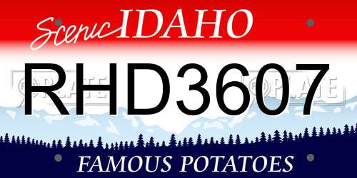 RHD3607 Idaho License Plate