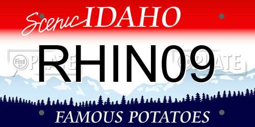 RHIN09 Idaho License Plate