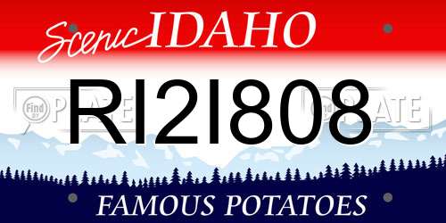 RI2I808 Idaho License Plate