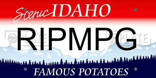 RIPMPG Idaho License Plate