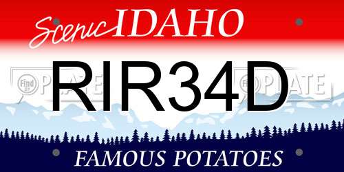 RIR34D Idaho License Plate