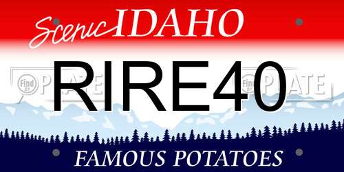 RIRE40 Idaho License Plate