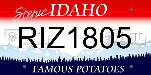 RIZ1805 Idaho License Plate