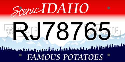 RJ78765 Idaho License Plate