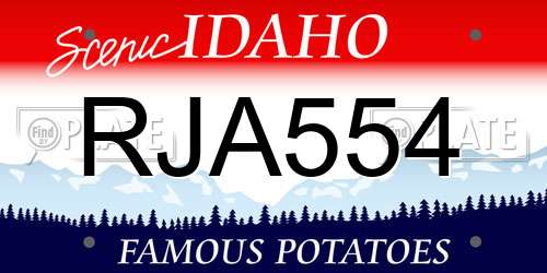 RJA554 Idaho License Plate