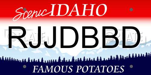 RJJDBBD Idaho License Plate