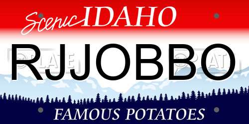 RJJOBBO Idaho License Plate