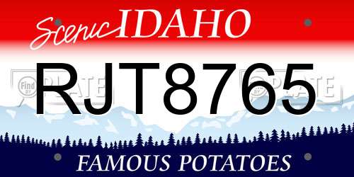RJT8765 Idaho License Plate