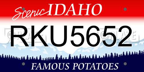 RKU5652 Idaho License Plate