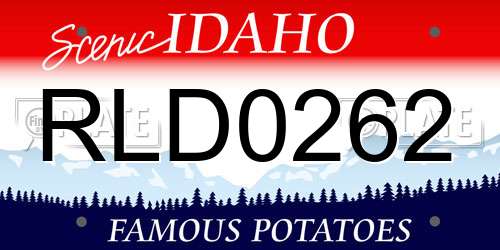 RLD0262 Idaho License Plate