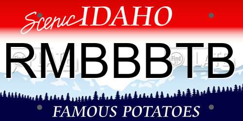 RMBBBTB Idaho License Plate