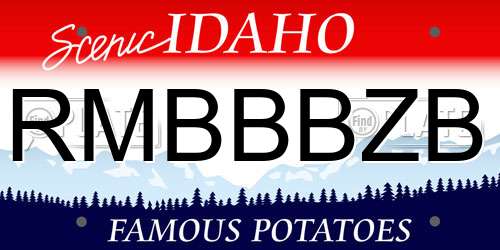 RMBBBZB Idaho License Plate