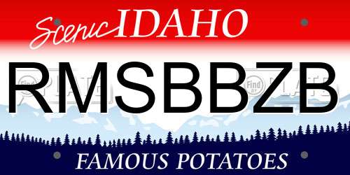 RMSBBZB Idaho License Plate
