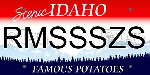 RMSSSZS Idaho License Plate