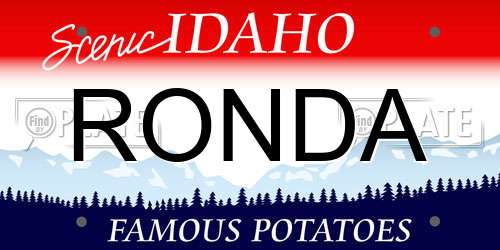 RONDA Idaho License Plate