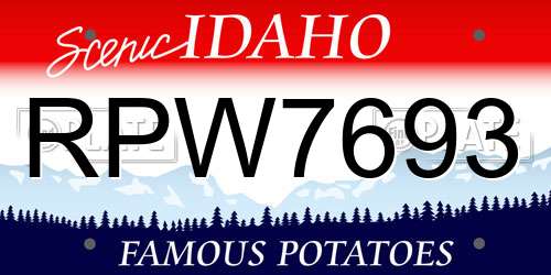 RPW7693 Idaho License Plate