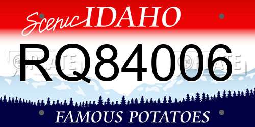 RQ84006 Idaho License Plate