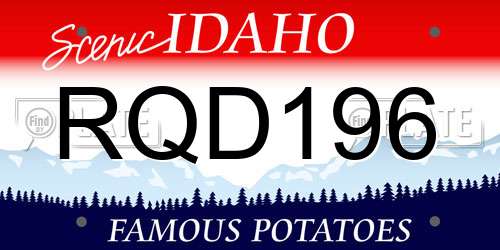 RQD196 Idaho License Plate