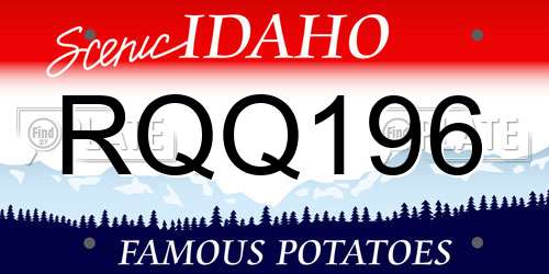 RQQ196 Idaho License Plate