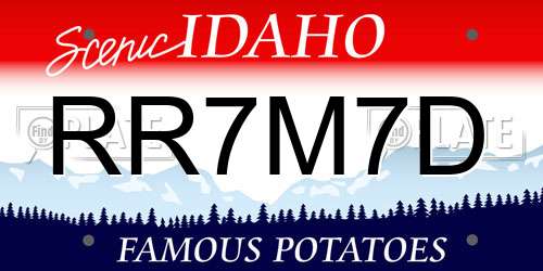 RR7M7D Idaho License Plate