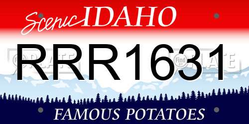 RRR1631 Idaho License Plate