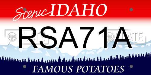 RSA71A Idaho License Plate
