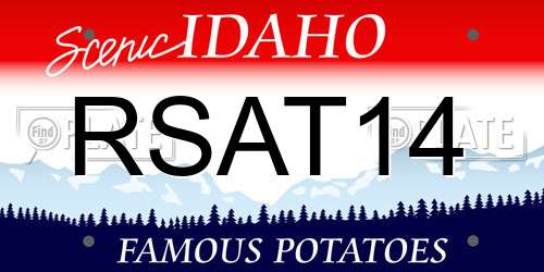 RSAT14 Idaho License Plate