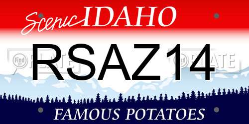 RSAZ14 Idaho License Plate