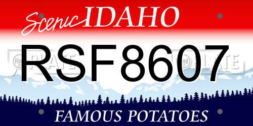RSF8607 Idaho License Plate