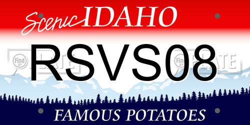 RSVS08 Idaho License Plate