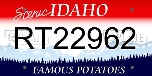 RT22962 Idaho License Plate