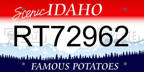 RT72962 Idaho License Plate