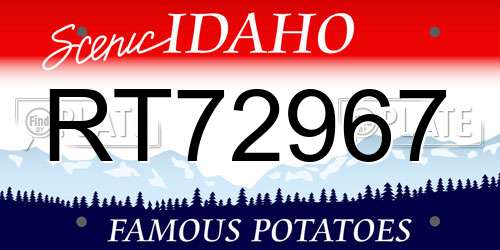 RT72967 Idaho License Plate