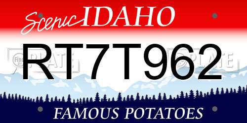 RT7T962 Idaho License Plate